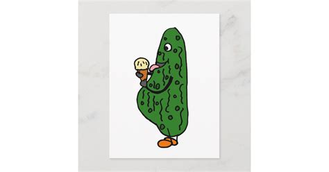 Xx Pregnant Pickle Eating Ice Cream Cartoon Postcard Zazzle