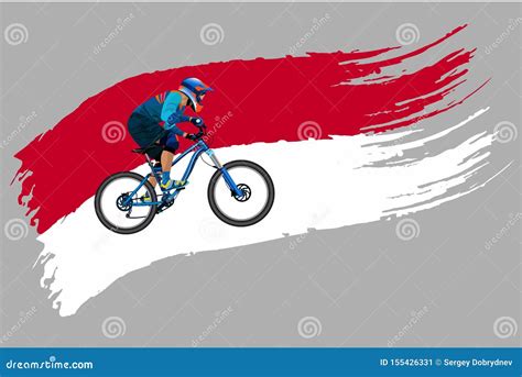 The Cyclist On The Flag Of Indonesia Stock Illustration Illustration Of Hills Bicycle