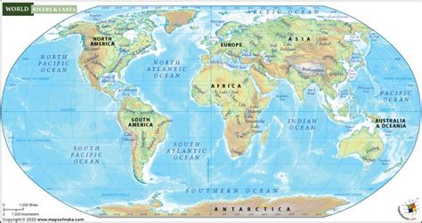 World River Map World Map With Major Rivers And Lakes Map Lake Map