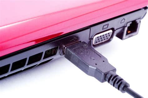 Laptop With Usb Cable Inserted Stock Image Image Of Information
