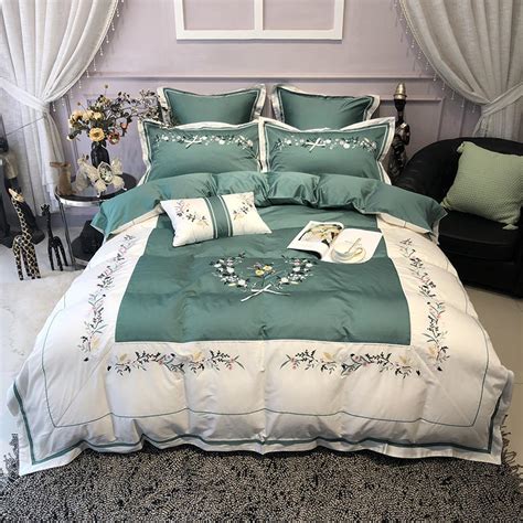 Buy 4 7pcs Embroidery Egyptian Cotton King Size Queen Bedding Set Luxury Flat
