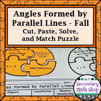Geometry unit 3 part 2: Parallel lines cut by a transversal puzzle pdf