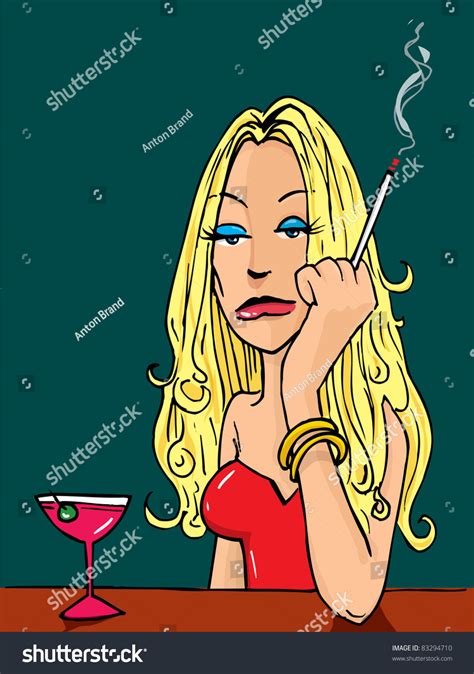 Sexy Cartoon Woman Smoking Bar Stock Vector 83294710 Shutterstock
