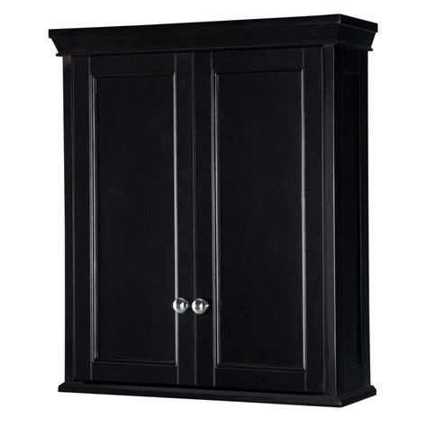 Black Bathroom Wall Cabinet Storage 24 34 In 2 Adjustable Shelves 2