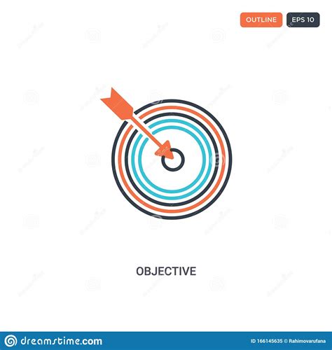 2 Color Objective Concept Line Vector Icon Isolated Two Colored