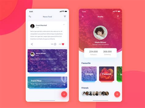 News Feed And Profile App Screen Uplabs