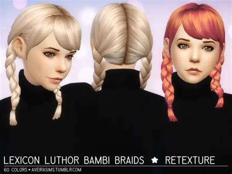 Sims 4 Hairs Aveira Sims 4 Lexicon Luthor Bambi Braids Hair Retextured