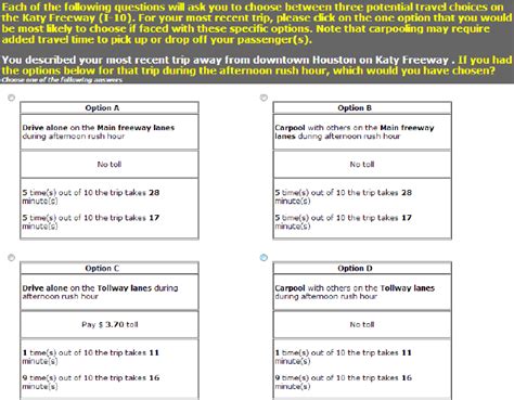 Sample Stated Preference Questions In The 2012 Survey Download