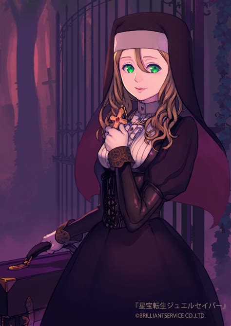 safebooru 1girl black dress brown hair cross dress gate gloves graveyard green eyes lips