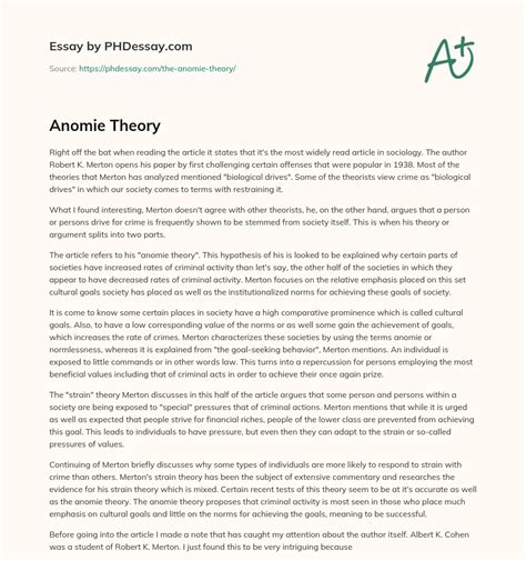 Anomie Theory