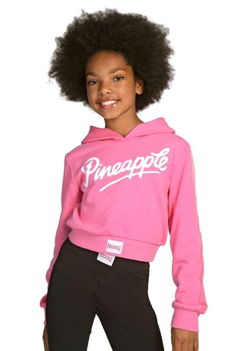 Pineapple Dancewear Girls Ombre Stripe Crop Hoodie Hooded Sweater Pink