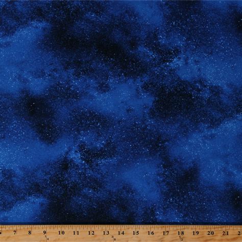 Cotton Stars Galaxy Starry Night Sky Space Blue Cotton Fabric Print By