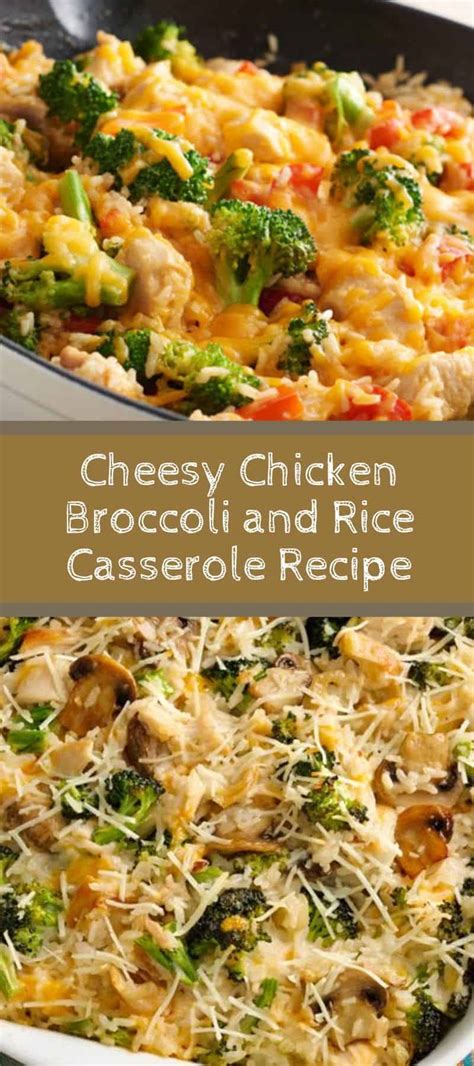 Rice and bean casserole with cheesy topping. Cheesy Chicken Broccoli and Rice Casserole Recipe - Grandma Linda's Recipes