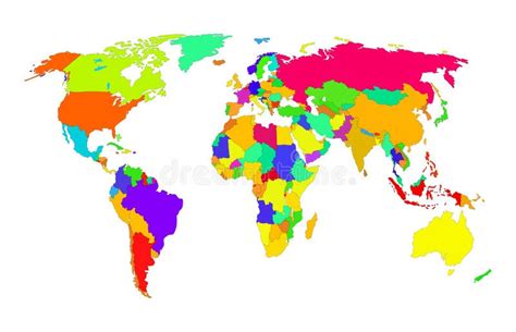 Vector Colorful World Map Political Map On White Background