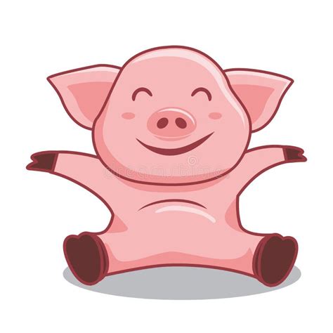 Pig Sitting Cartoon Swine Sit Illustration Stock Vector Illustration