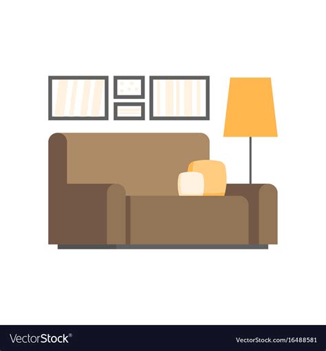 Modern Living Room Interior Design Icon Royalty Free Vector