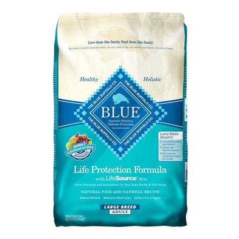 This product is not intended to diagnose, treat, cure, or prevent any disease. Blue Buffalo Large Breed Fish & Oatmeal Adult Dry Dog Food ...