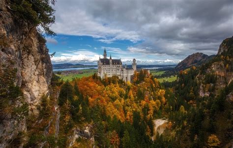 Wallpaper Autumn Forest Rock Germany Bayern Germany Bavaria