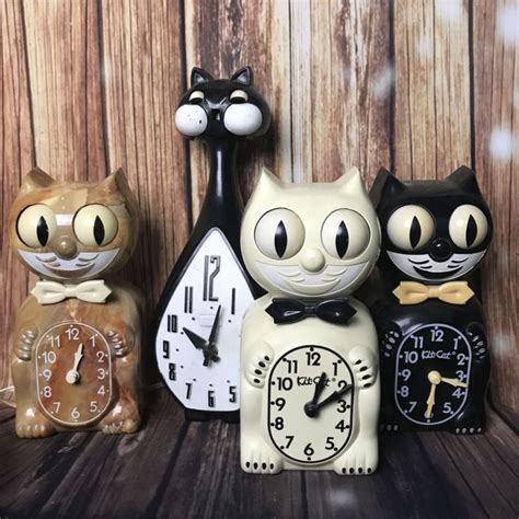 4 Vintage Original Kit Cat Klock Cat Clock Felix Electric Battery