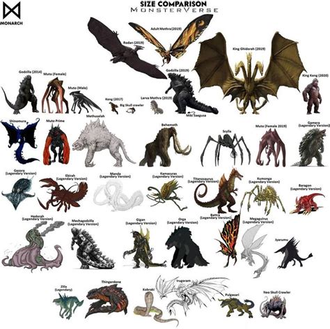 Kaijus Legendary Monsterverse Size Comparison By Misssaber444 On