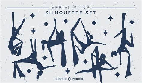 Aerial Acrobats Silhouettes Set Vector Download