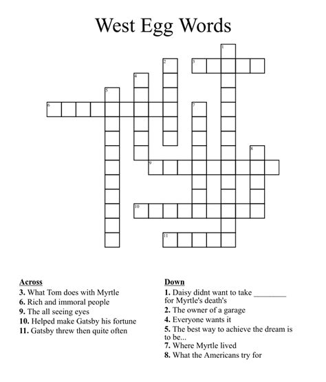 West Egg Words Crossword Wordmint
