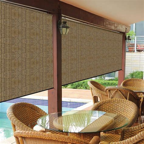 Coolaroo Walnut Cordless Exterior Roller Shade In W X In L
