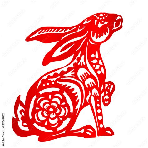 Zodiac Sign For Year Of Rabbit The Chinese Traditional Paper Cut Art