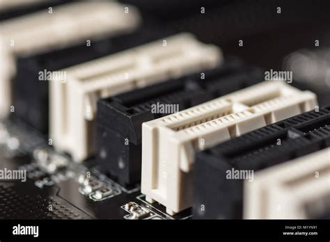 Pci E Slot Close Up Computer Motherboard Background Printed Circuit