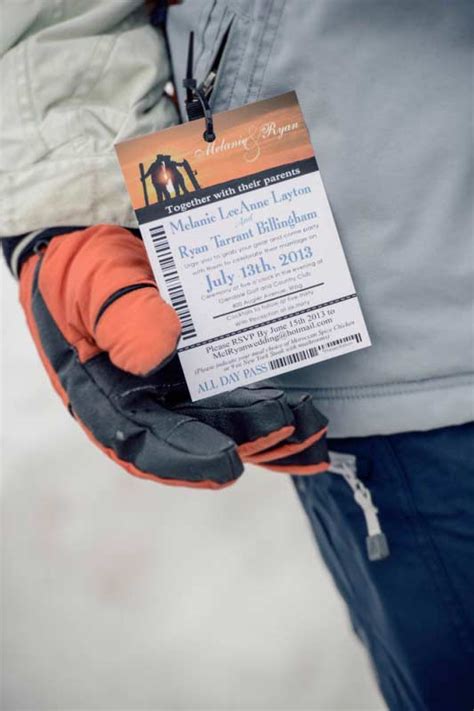 Ski Pass Lift Ticket Save The Date Wedding Passes