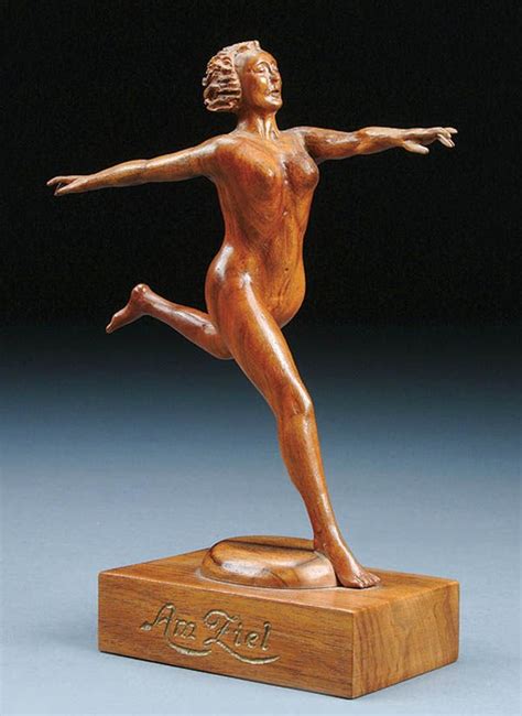 Black Forest Wood Carving Of A Nude Woman Base In Lot