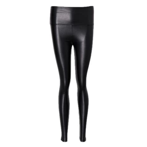 womens ladies high waist faux leather legging wet look shiny stretchy tight pant ebay