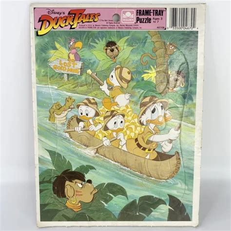 Vintage Disney Duck Tales Frame Tray Puzzle Cardboard Golden Lost Gold