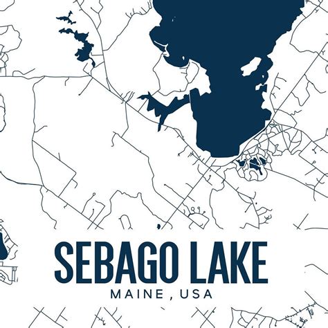 Printable Sebago Lake Map Sebago Lake Maine Print Sebago Etsy Lake