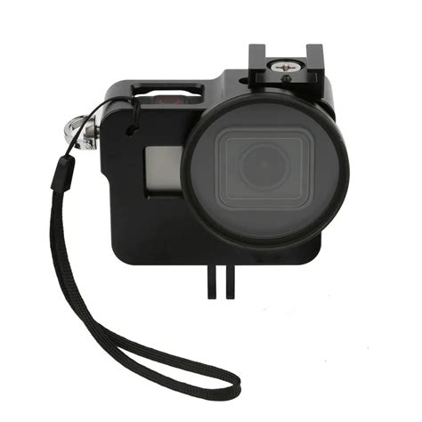 for gopro hero 5 aluminum alloy protective case black camera cage mount with 52mm uv lens for