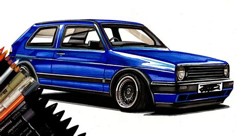 Realistic Car Drawing Mk2 Volkswagen Golf Gti Time Lapse Drawing