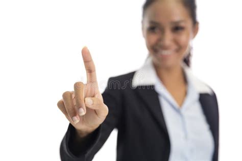 The Woman With The Index Finger Down Or Up Isolated Stock Image Image