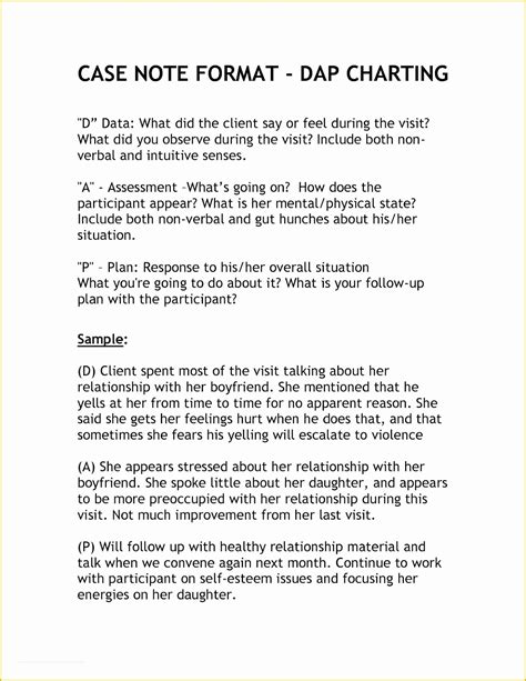 Free Dap Note Template Of Free Case Note Templates Group Therapy Case