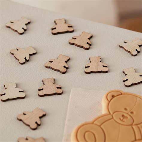 Wooden Baby Shower Table Scatters Teddy Bear Table Confetti Etsy