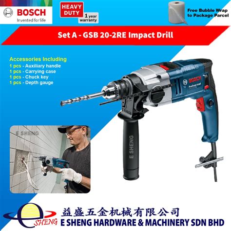 Bosch Gsb 20 2re Impact Drill 800w Foc Handle Chuck Key Depth Gauge