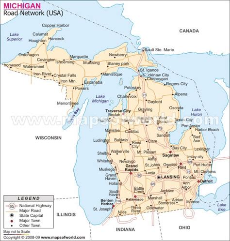 The boundary of the night & day. Michigan Map