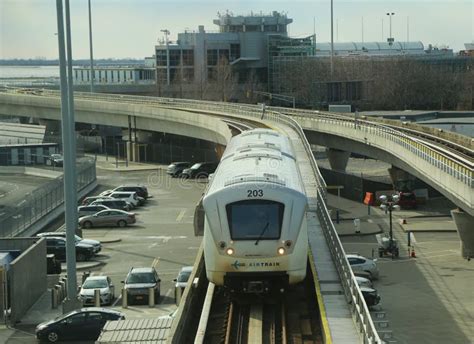 Jfk Airport Airtrain Arrives To Delta Airline Terminal 4 At Jfk