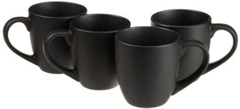 Dii Matte Mug Solid Black Set Of 4 Mugs Black Dinnerware Black