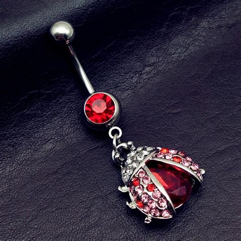 Rhinestone Insect Ladybug Female Women Belly Button Rings Sexy Navel