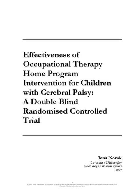 Effectiveness Of Occupational Therapy Home Program Intervention For