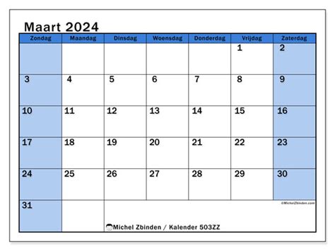 Kalender Maart 2024 504zz Michel Zbinden Nl