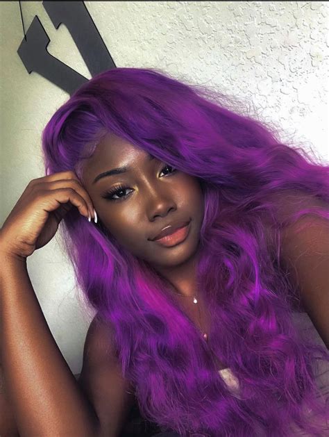 Hairstyle 💜 Girl With Purple Hair Purple Hair Black Girl Wig Hairstyles