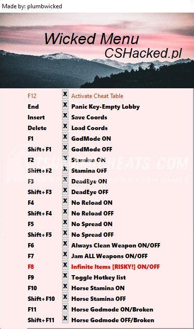 Red Dead Redemption 2 Online Mod Menu Cheat Table Free Cheats And