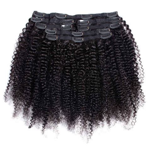 Buy VTAOZI Afro Kinky Curly Hair Extensions Clip In Human Hair For Black Women A Brazilian B