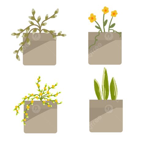 Plant Illustration Sticker Set Design Element Plant Illustration